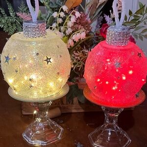 Beautiful Christmas/Holiday Globe Ornament Glistening Lights with Swarovski
